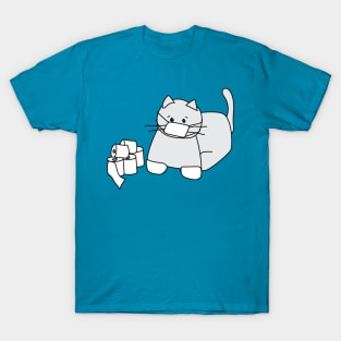 Corona Cat White Gloves Aqua Back T-Shirt